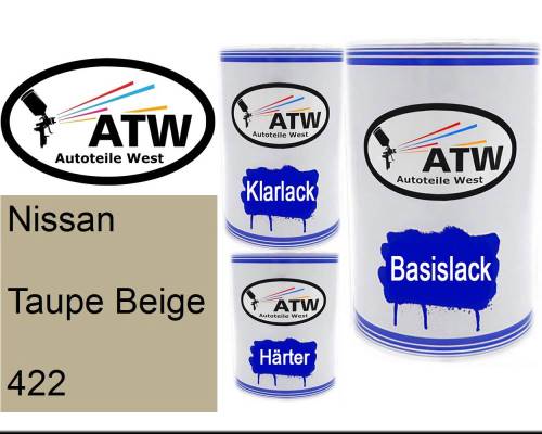 Nissan, Taupe Beige, 422: 500ml Lackdose + 500ml Klarlack + 250ml Härter - Set, von ATW Autoteile West.
